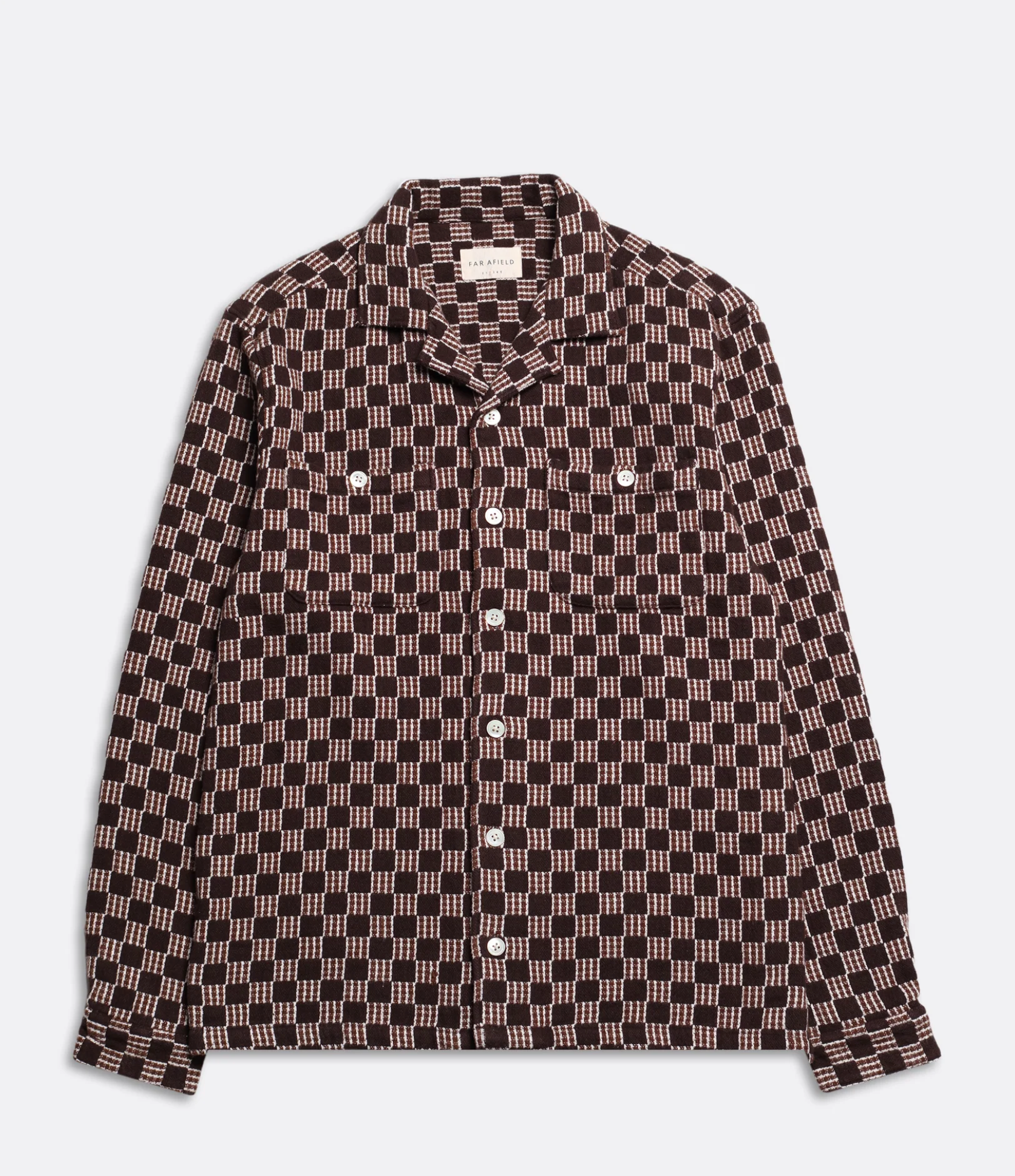 Far Afield Hiro Shirt - Slate Brown -Cross Check