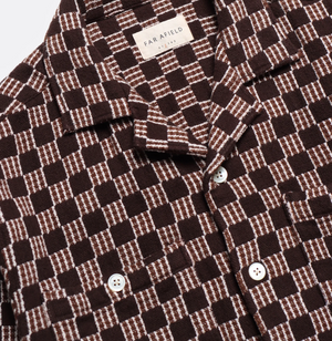 Far Afield Hiro Shirt - Slate Brown -Cross Check