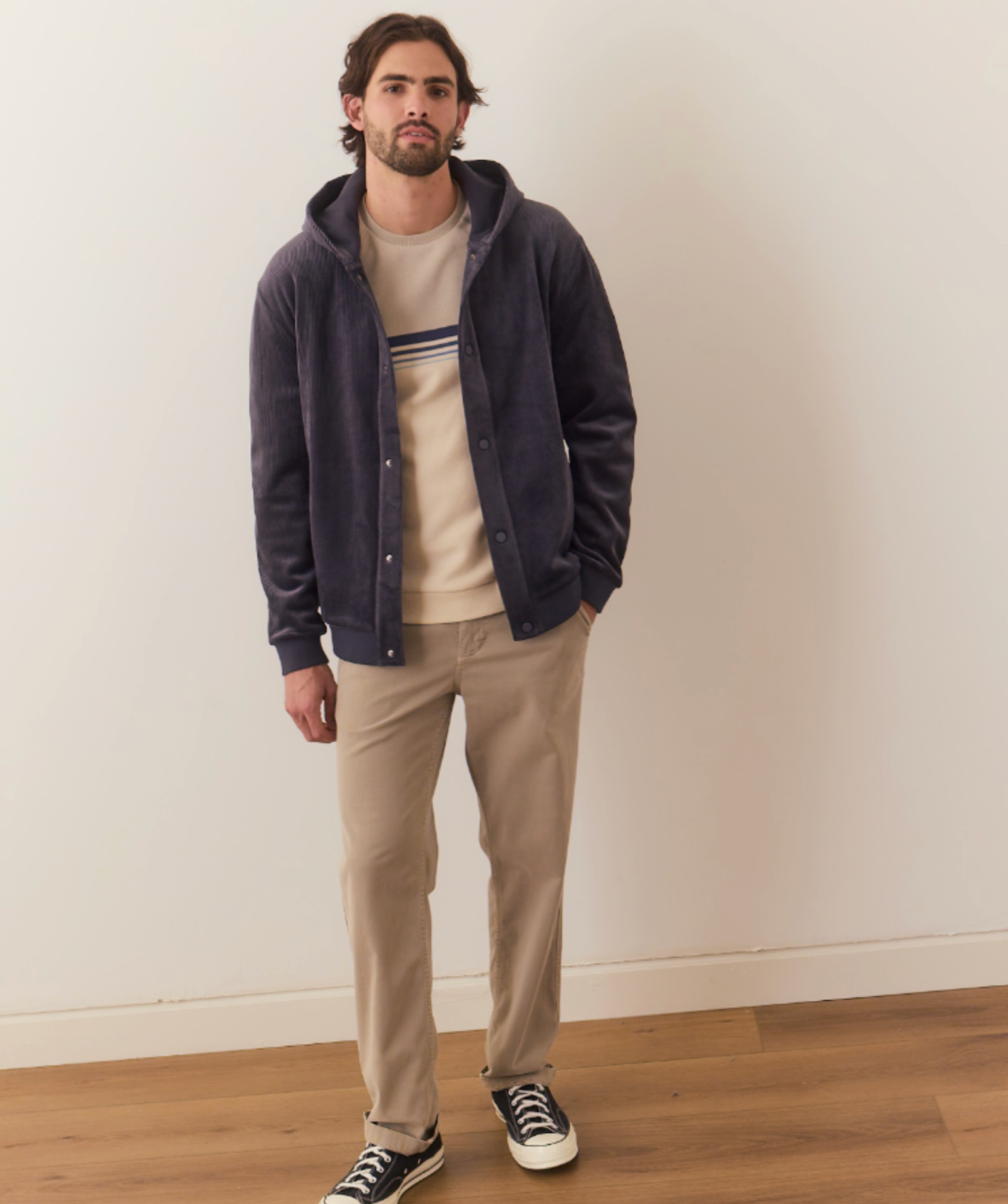 Marine Layer Velour Corduroy Snap Hoodie