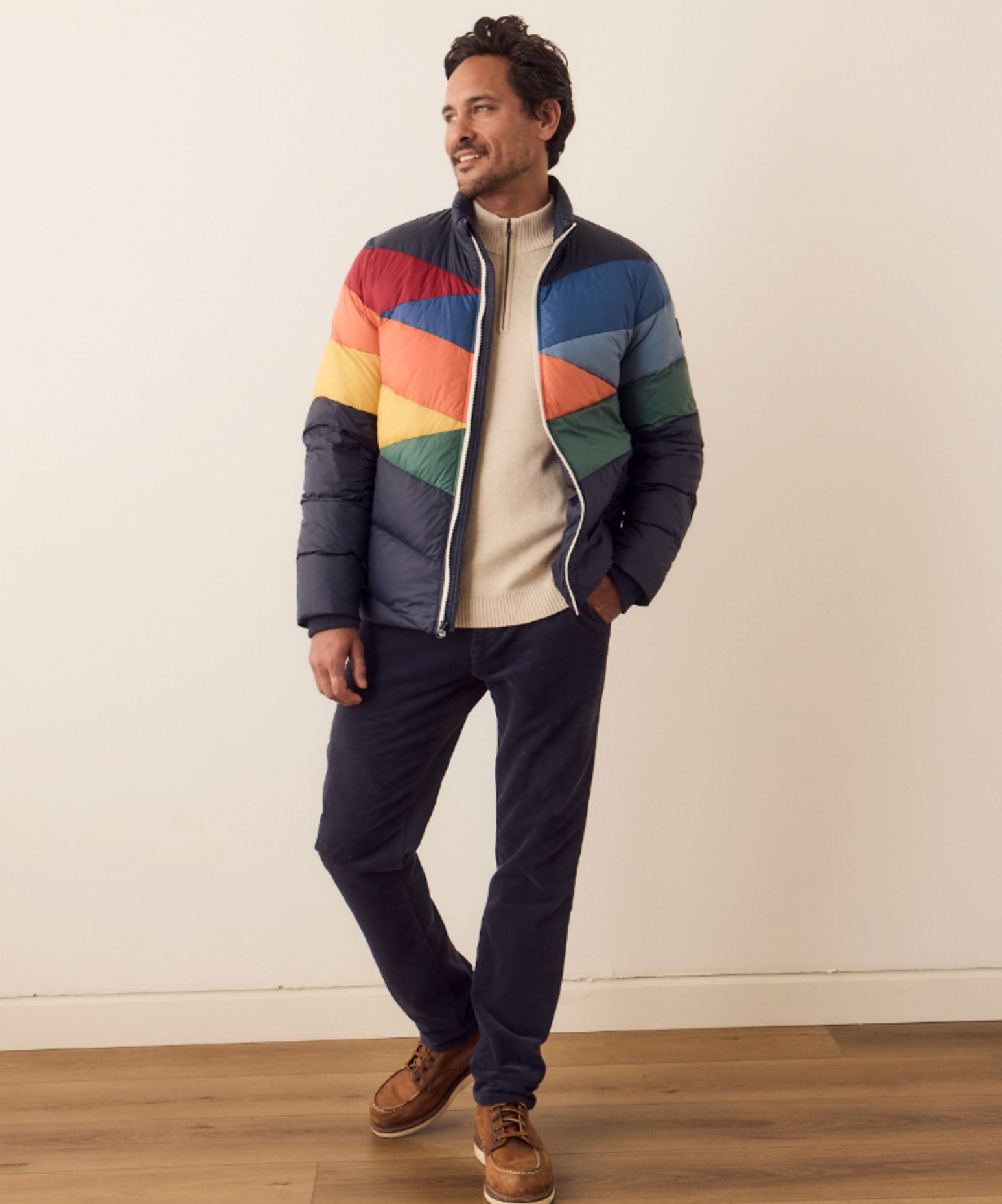 Marine Layer Heavenly Puffer Jacket Multi Colorblock