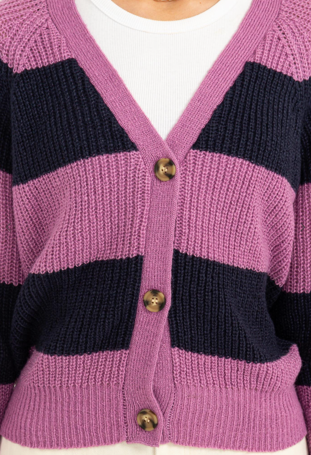 Purple/Navy Striped Cropped Cardigan