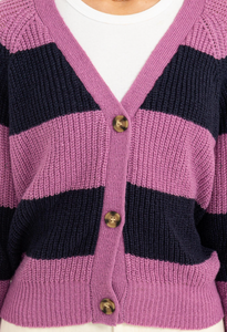 Purple/Navy Striped Cropped Cardigan