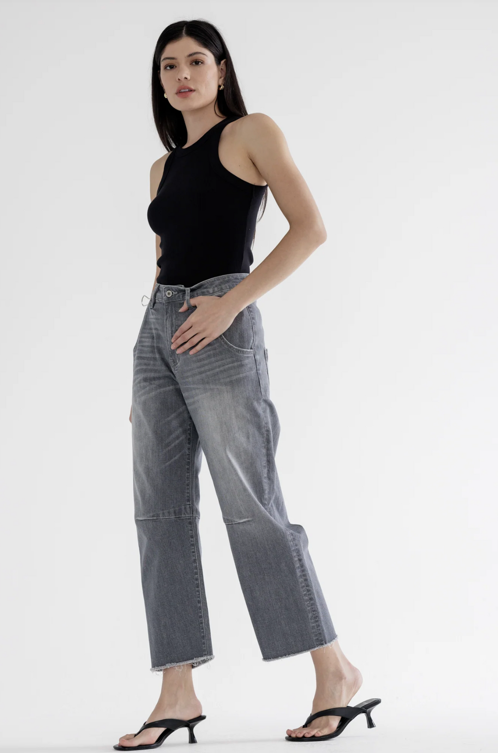 MICA Super High Gray Barrel Jeans