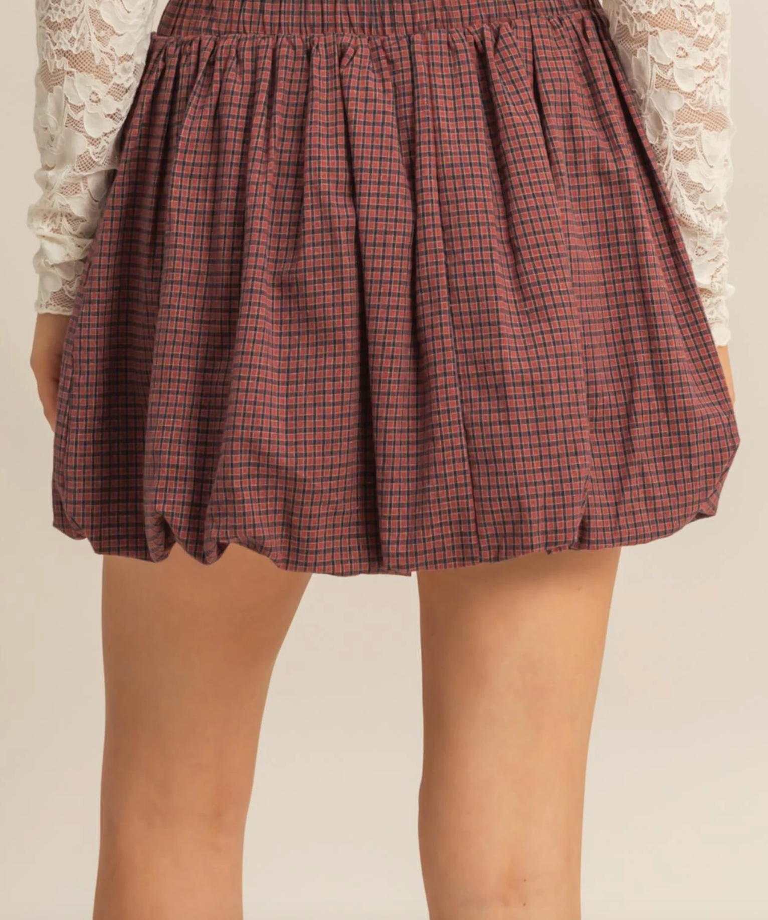 Checkered Mini Skirt - Rust