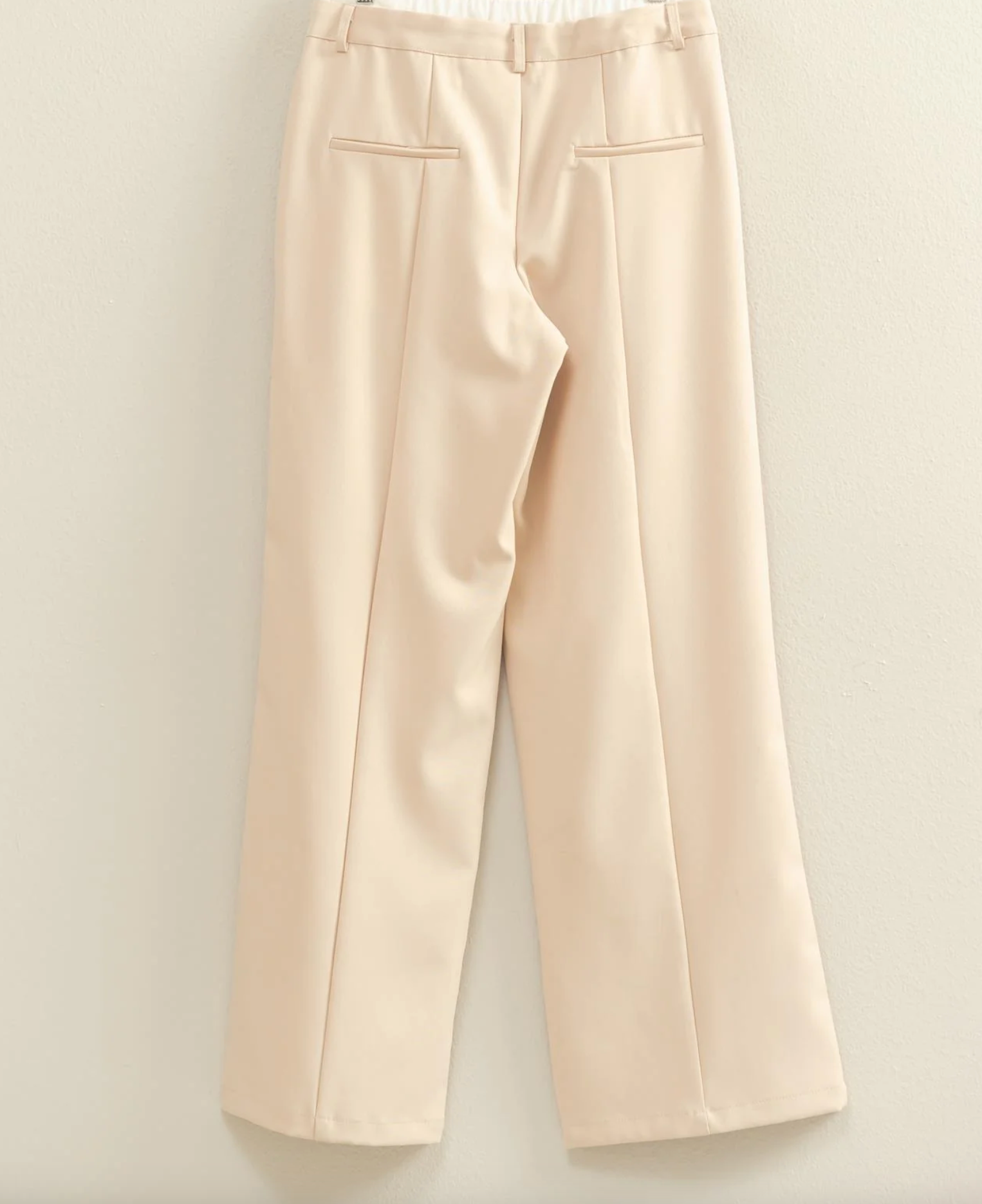 Beige Hi-Rise Trousers w/ Pleats