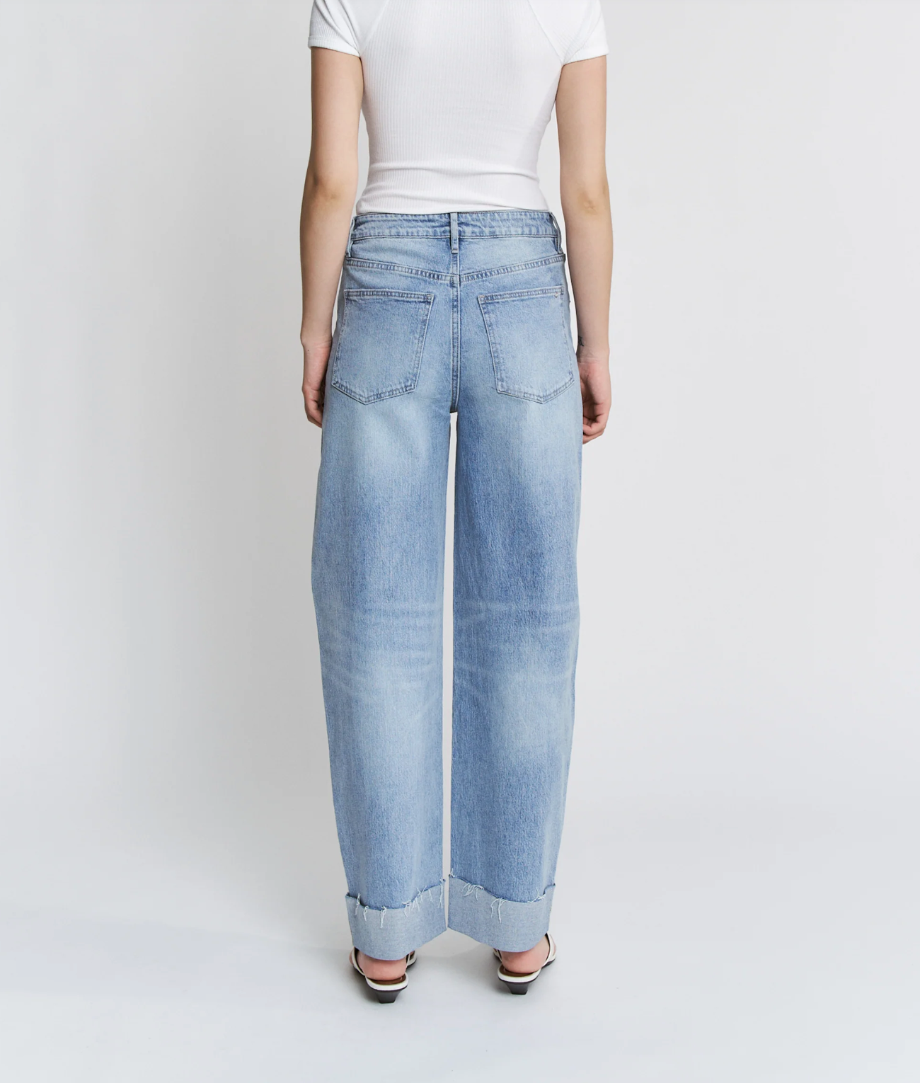 MICA Super High Raw Hem Cuffed Barrel Denim