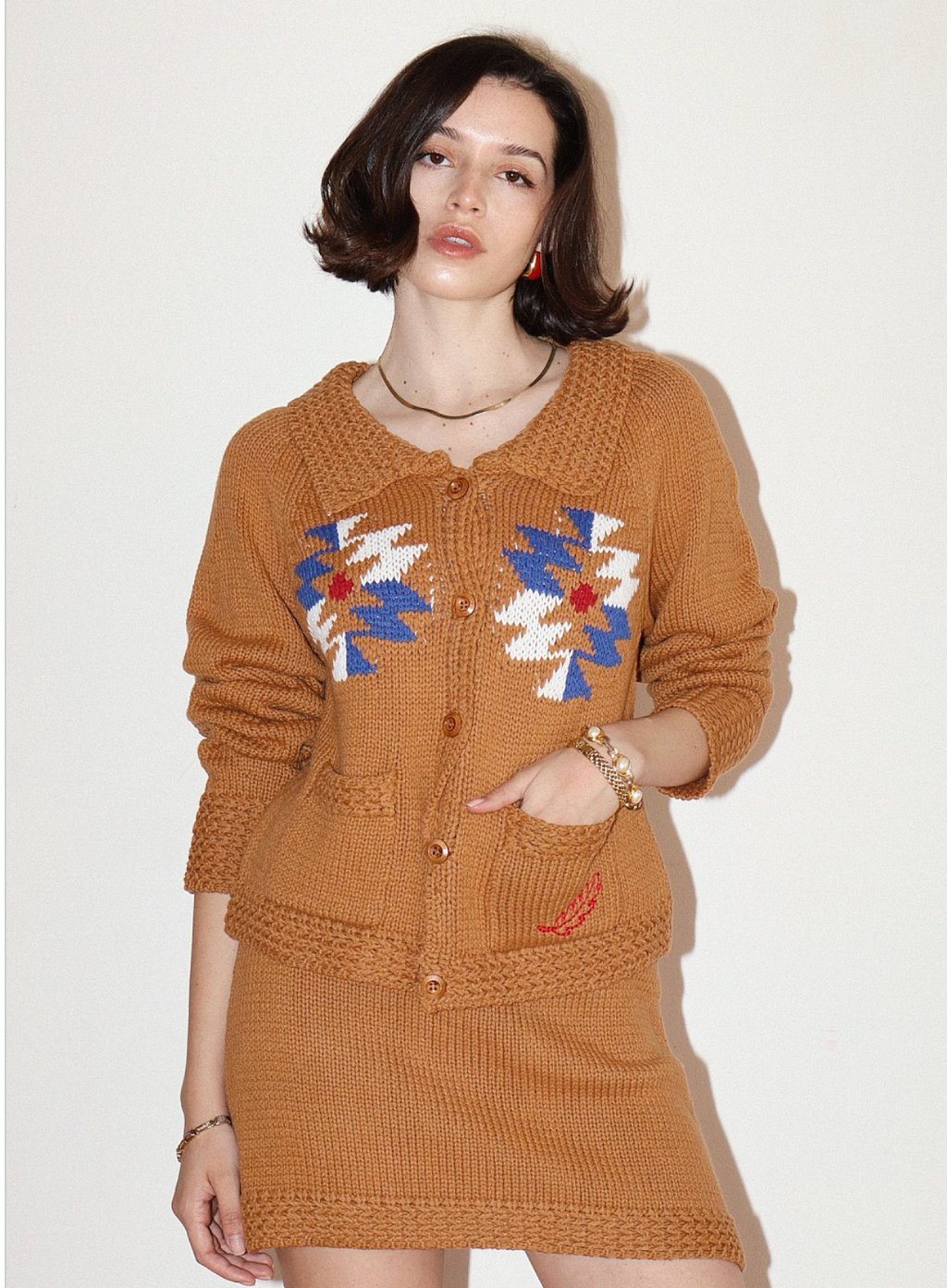 Southwest Collared Cardigan in Tan