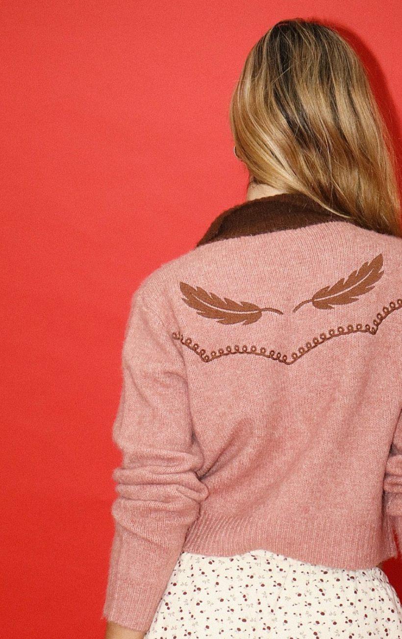 Western Cardigan in Rose