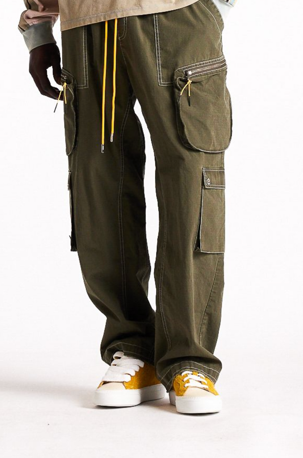 DSM Contrast Cargo Pants - Olive