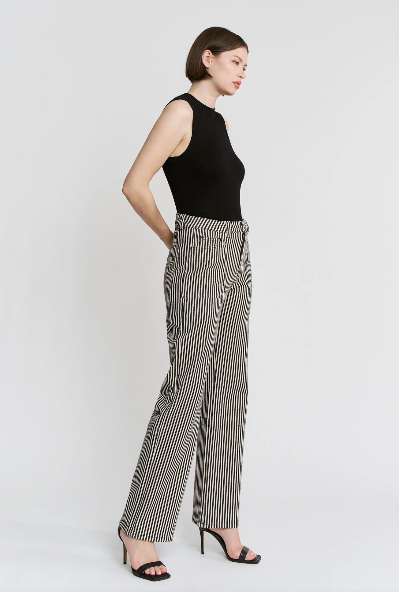 MICA Loose Fit Striped Straight Leg Jean