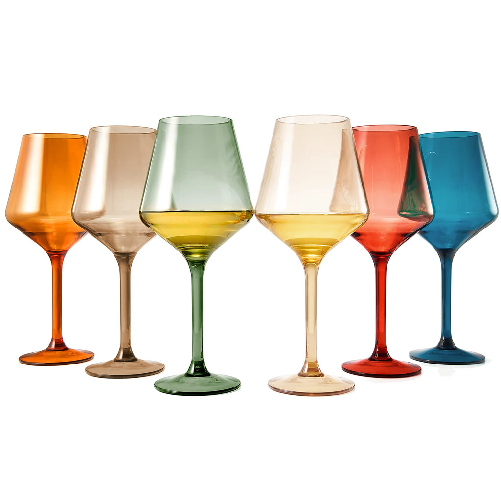 Single Acrylic Muted Wine Glass - Assorted Colors