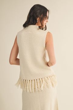 Mustard Seed Fringe Sleeveless Sweater Top