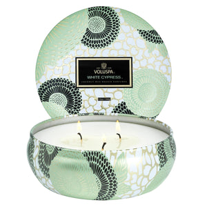 White Cypress 3 Wick Tin Candle