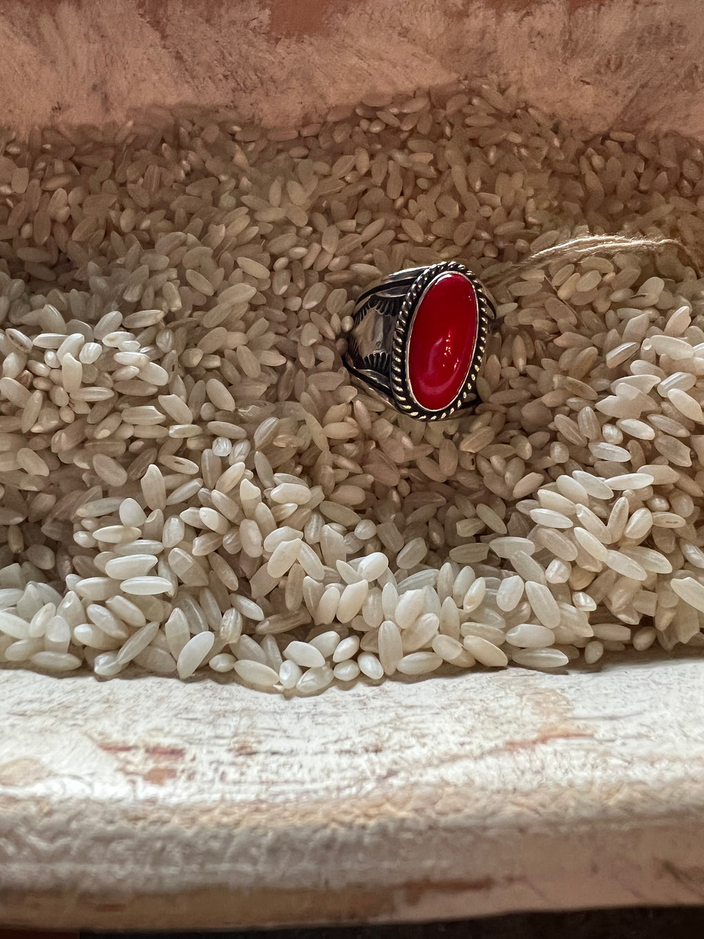 Red Rosarita Stamped Band