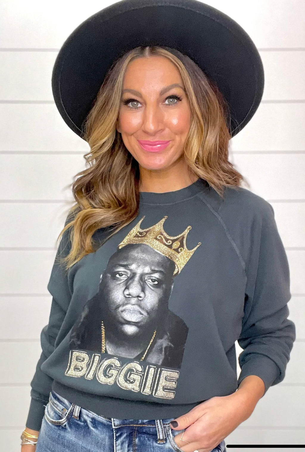 Biggie Gold Crown Raglan Crew