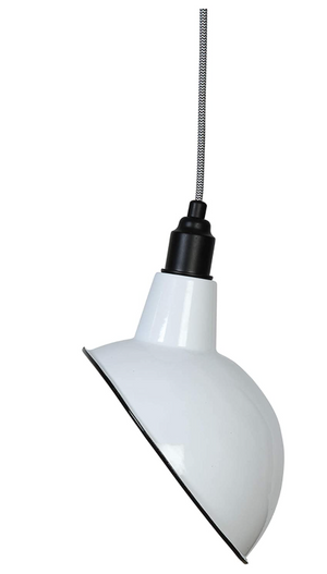 Angled White Enamel Pendant Lamps