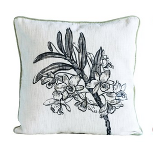 Floral Velvet Printed Pillow (Single Stem Image)
