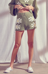 Daisy Print Knit Shorts