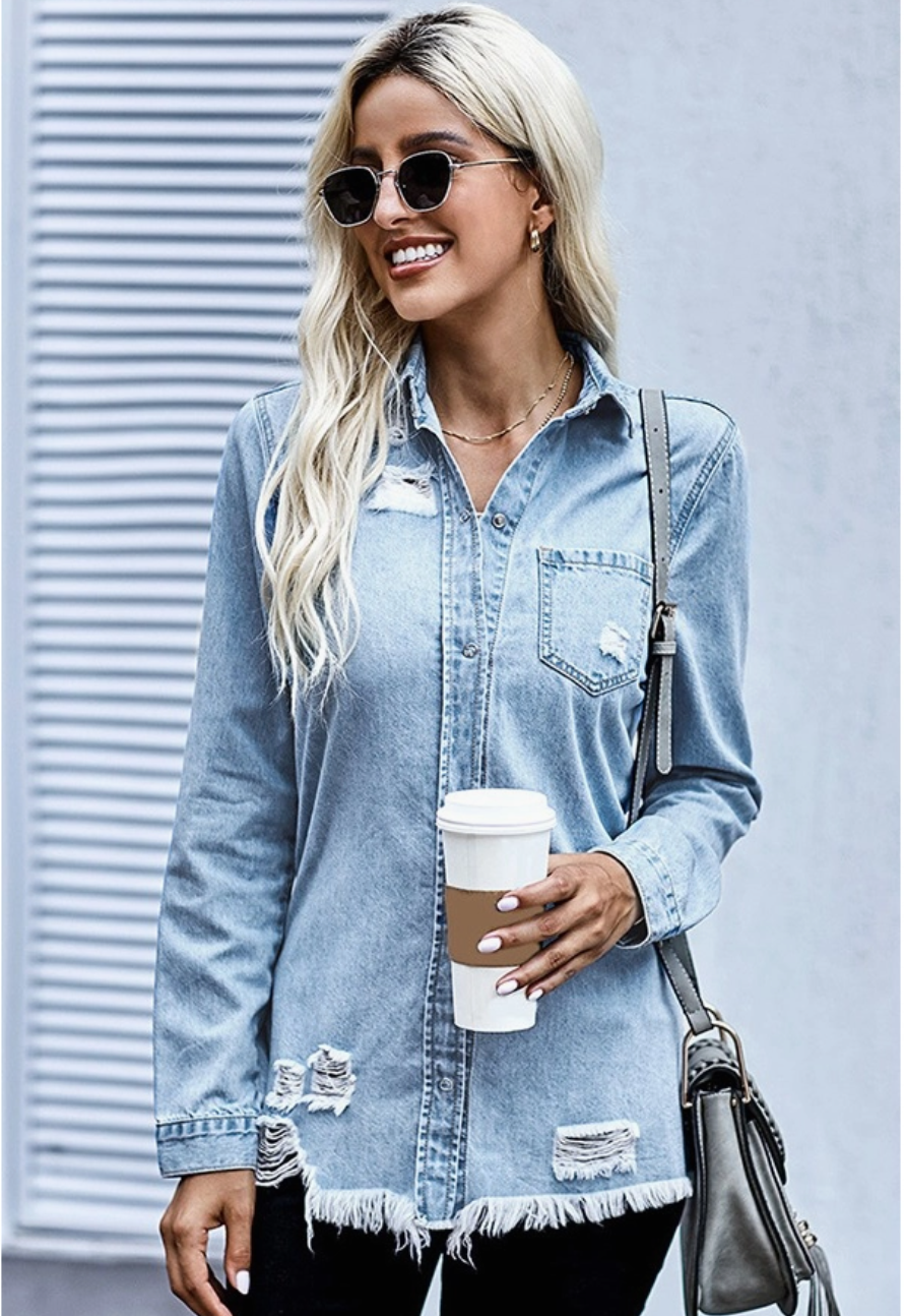 Dreamy Light Wash Denim Shirt