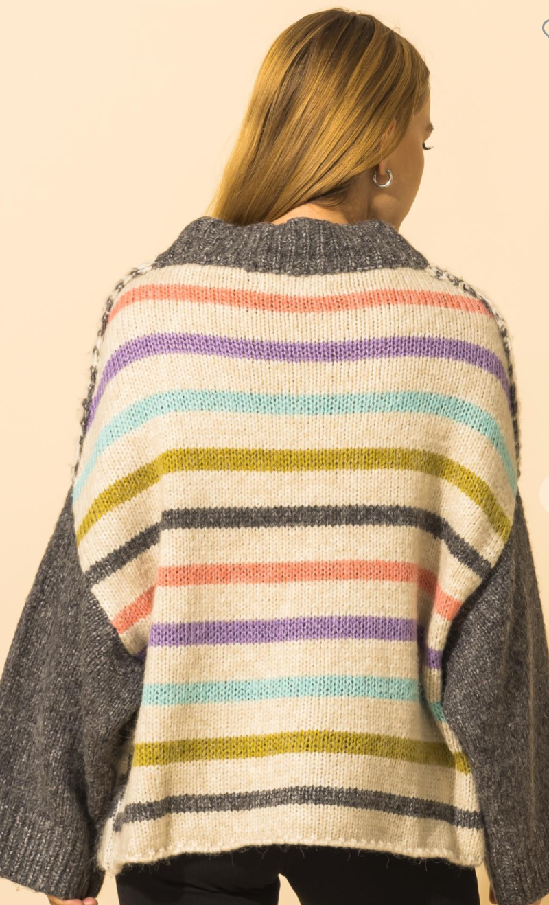 Oversized Rainbow Back Sweater