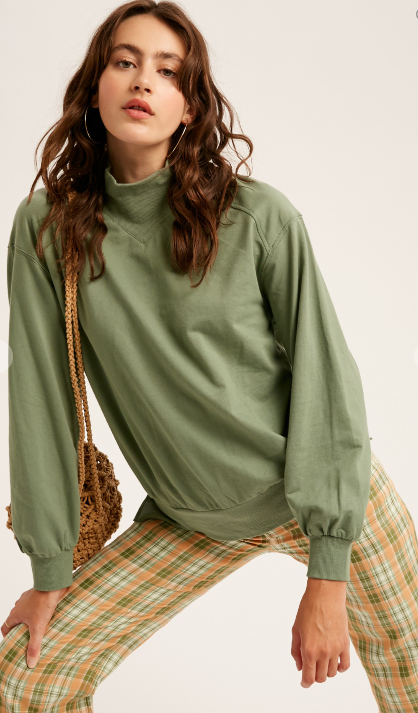 Mock Neck Sweat Top - Sage