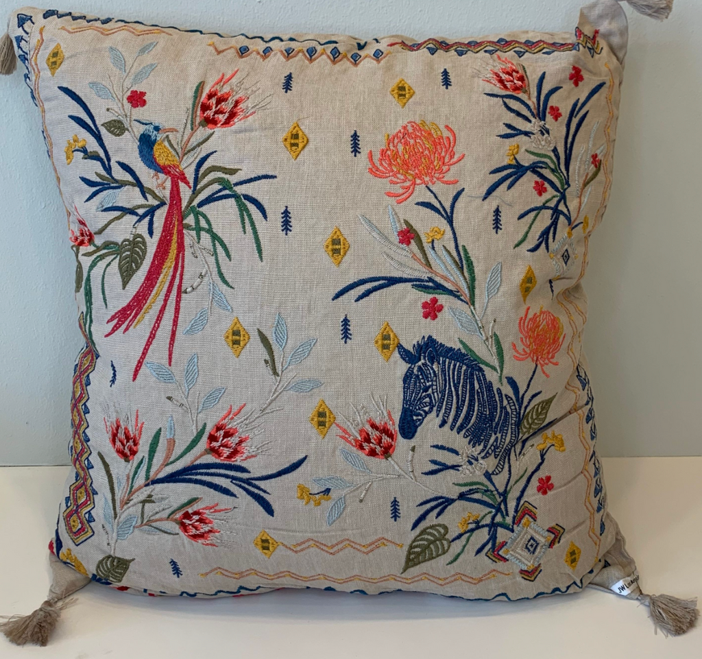 Watipaso Linen Embroidered Pillow