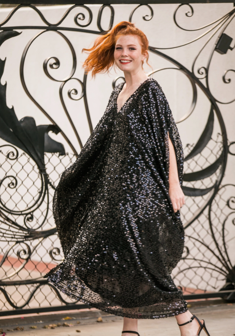 Black Sequin Caftan - Jennafer Grace