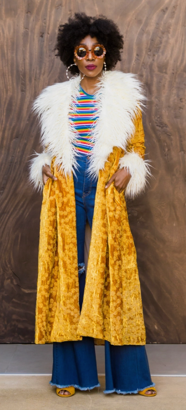 Penny Sunshine Faux Fur Embroidered Coat - Jennafer Grace