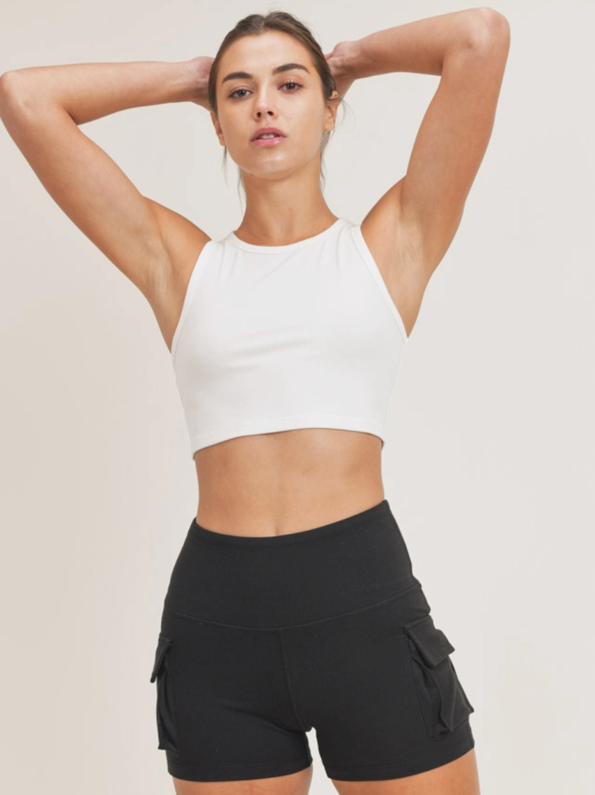 Essential Micro-Ribbed Cropped Racer