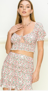 In Bloom Crop Top and Ruched Floral Set