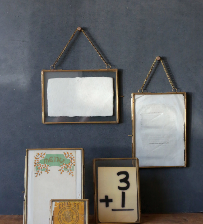 Brass and Glass Photo Frame w/ Chain