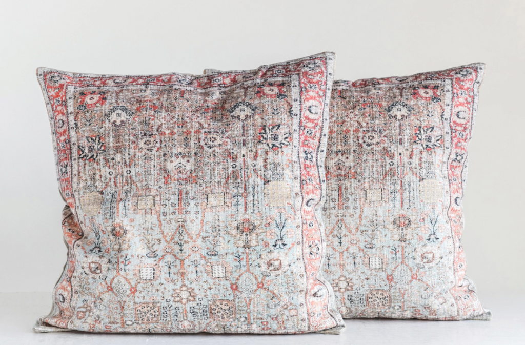 Cotton Distressed Print Pillow