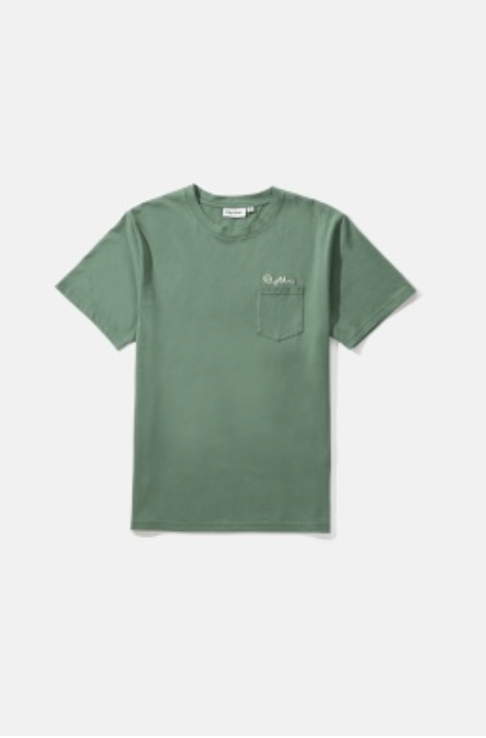 Embroidered pocket SS t shirt Aqua