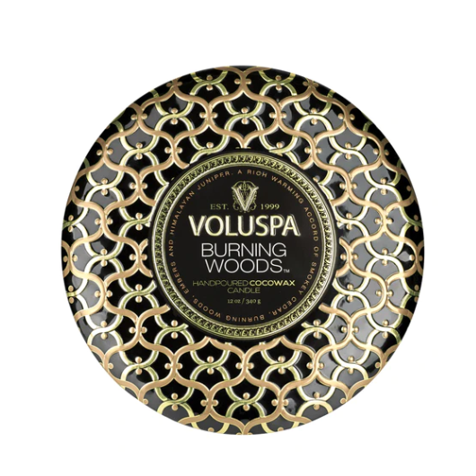 Voluspa Burning Woods 3 Wick Tin Candle