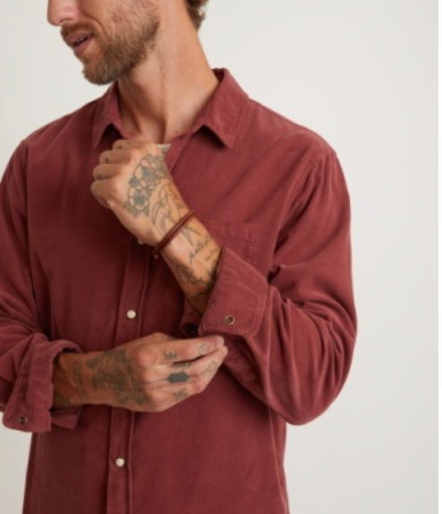 LS Lightweight Snap Cord Shirt -Oxblood