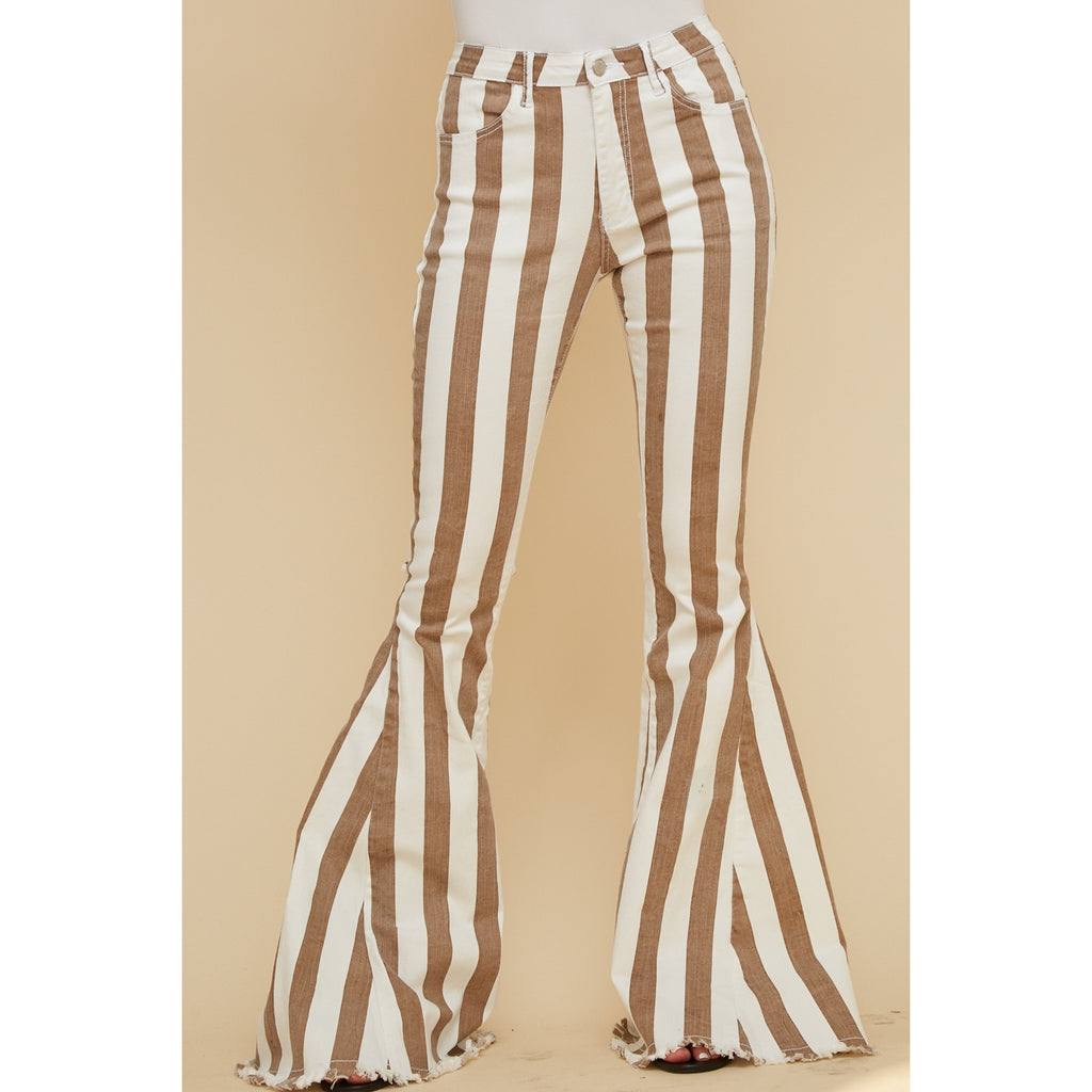 Brown Striped Bell Bottoms