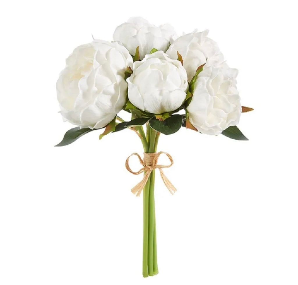 11” Real Touch White Peony Bundle