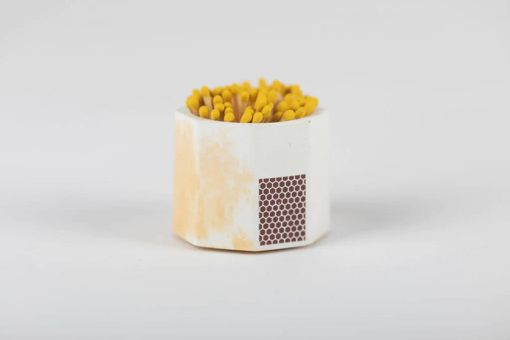 Yellow & White Match Holder with Yellow Matches