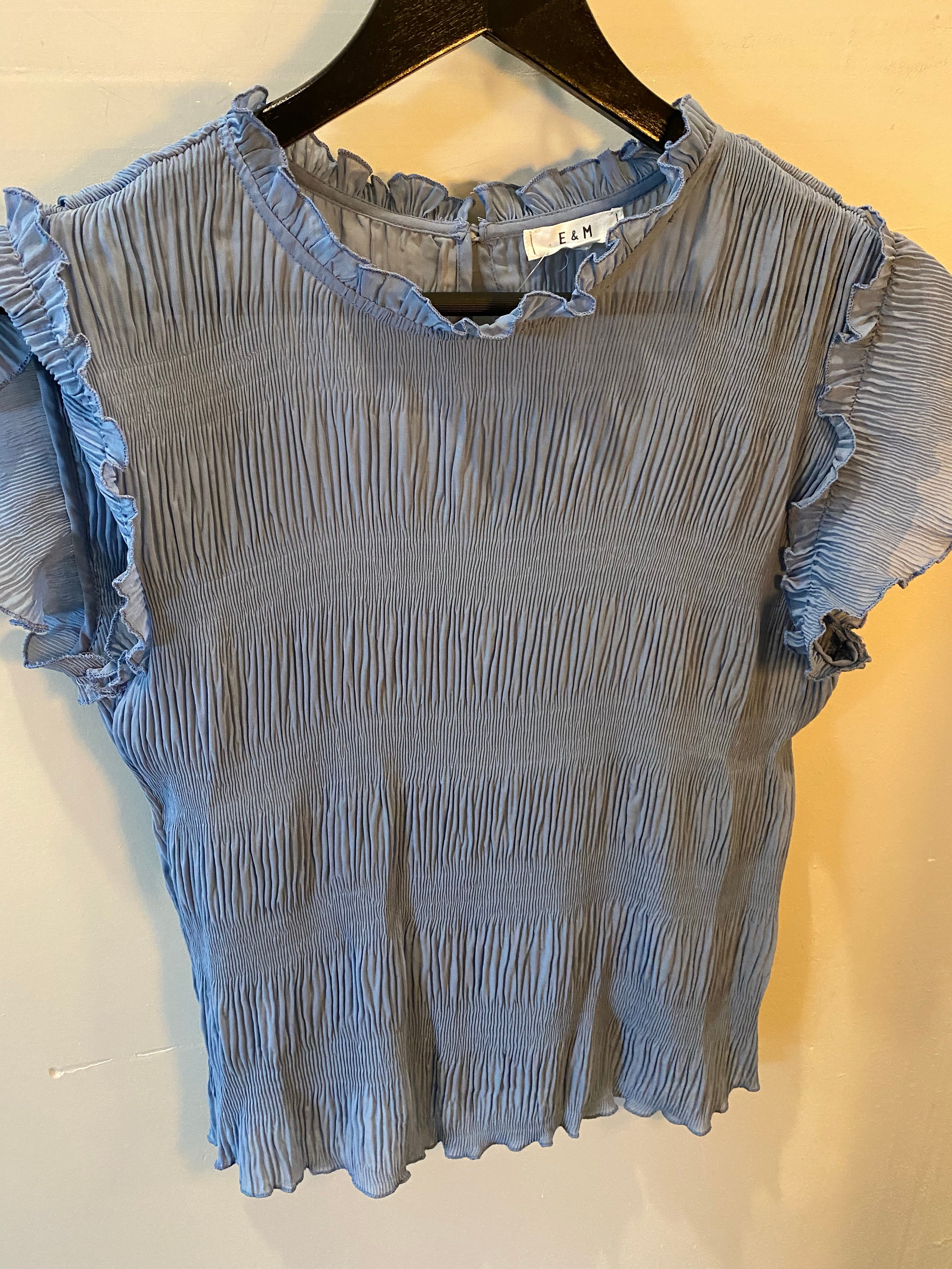 Dusty Blue Sheer Top with Keyhole
