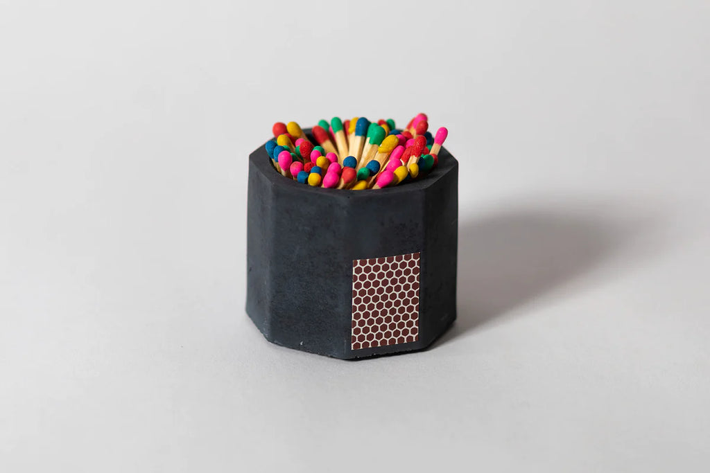 Black Match Holder with Rainbow Matches