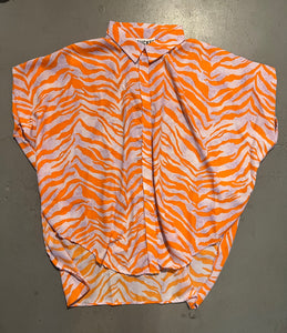 Orange/Lavender  Drapey Collar Oversized Hi-Low