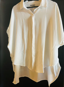 Drapey HIgh Low Button Up Blouse-white