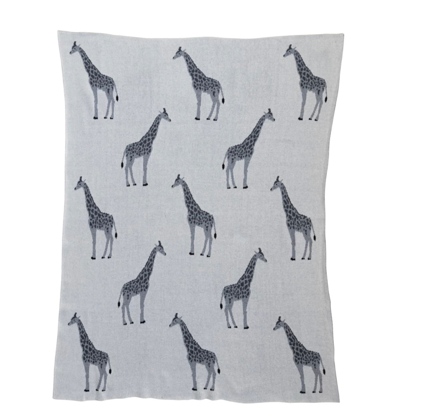 Cotton Knit Baby Blanket w/Giraffes