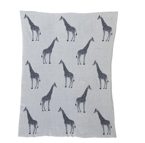 Cotton Knit Baby Blanket w/Giraffes