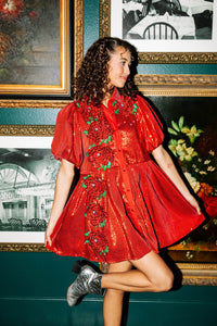 Queen of Sparkles Red Sequin Flower Dress