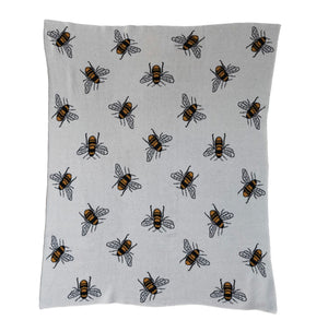 Cotton Knit Baby Blanket w/Bees
