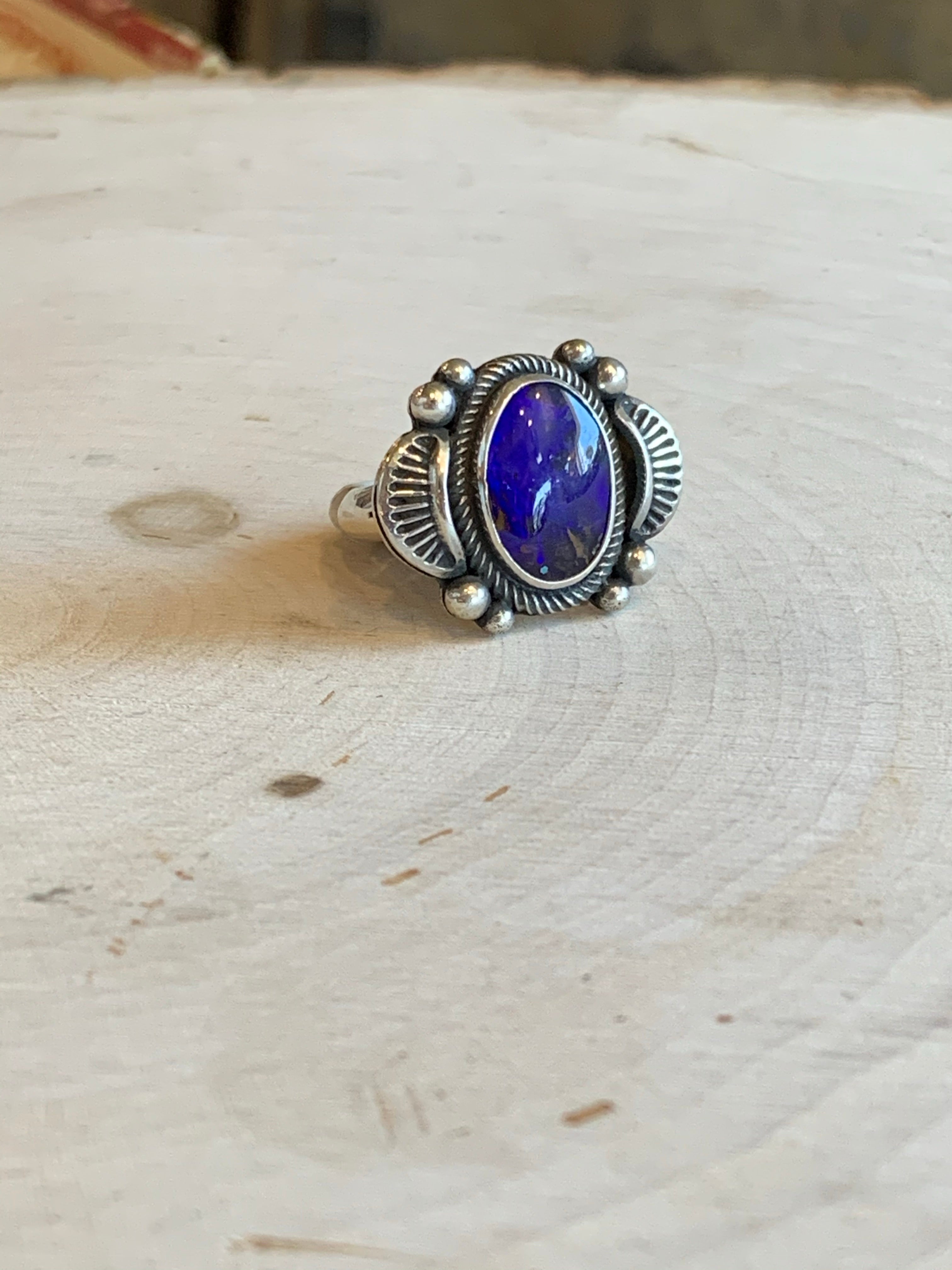 Boulder Opal Purple Ring