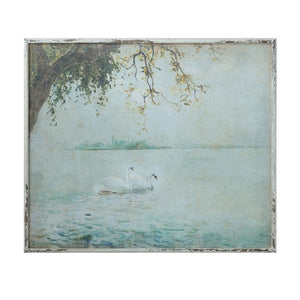 Framed Wall Decor w/ Vintage Reproduction Swans