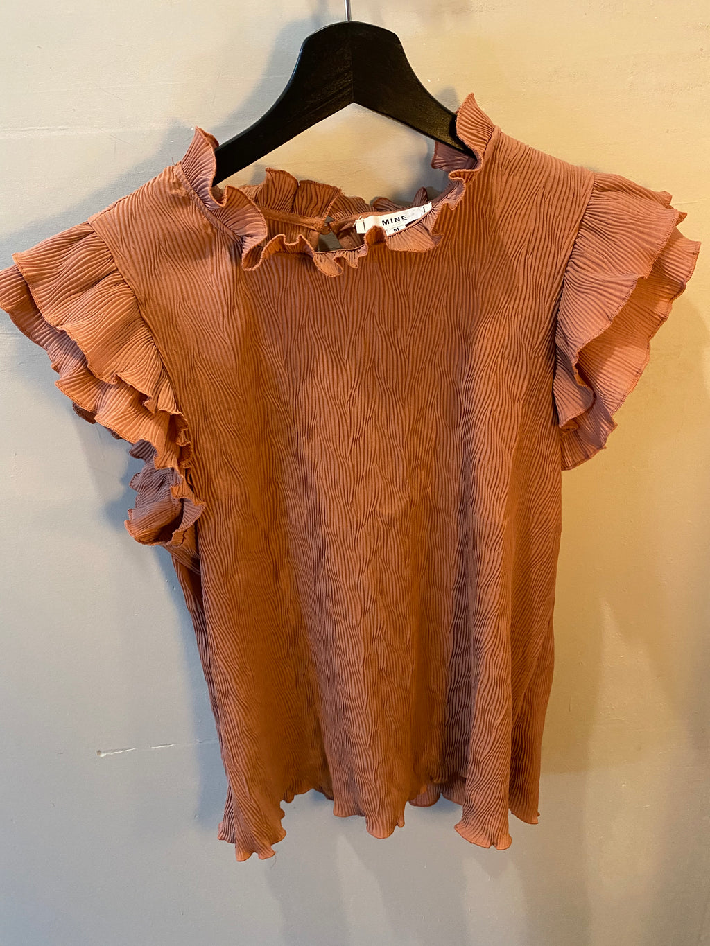 Blush Flutter Sleeve Mock Neck