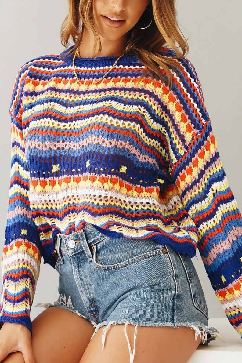 Loose Color Striped Sweater